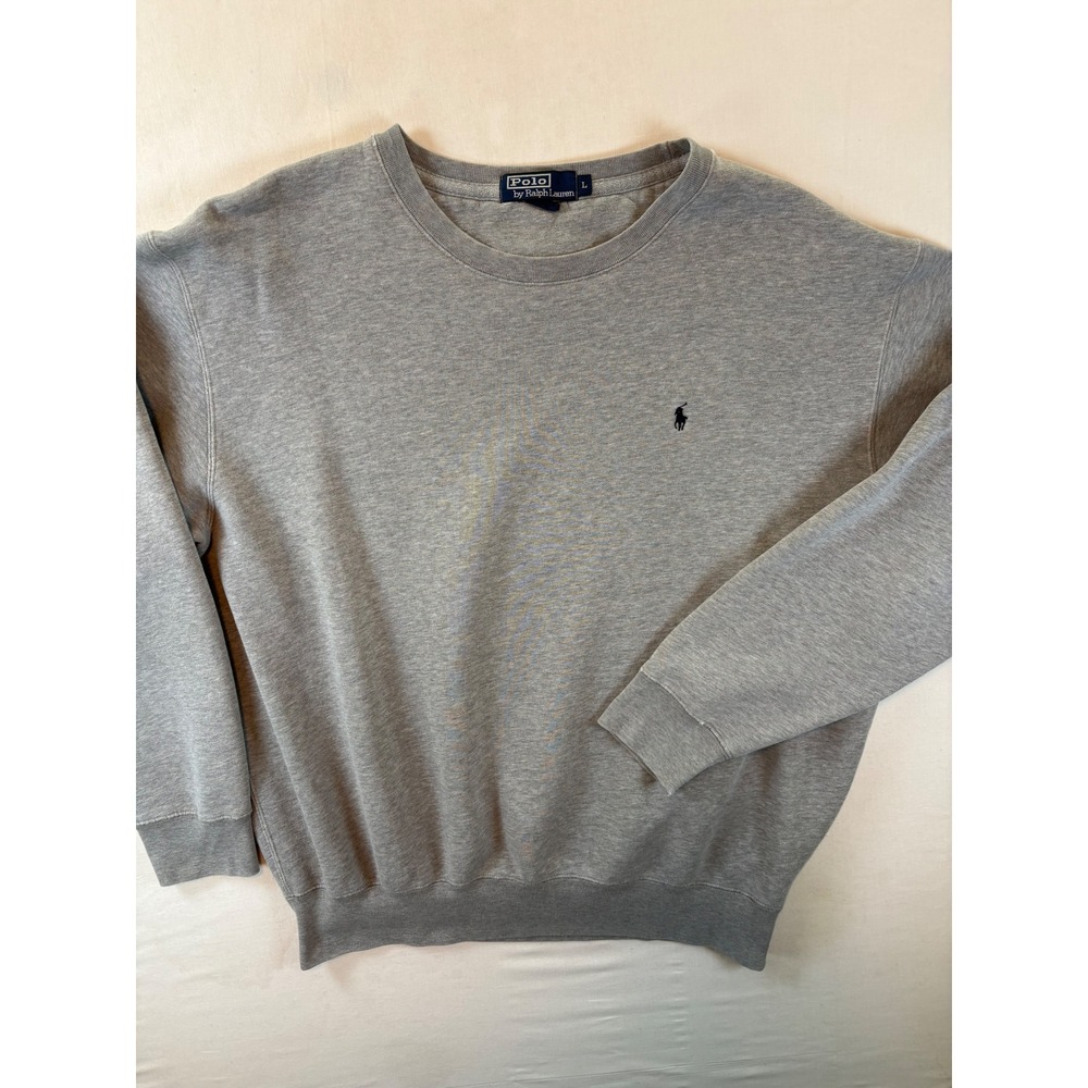 Polo Ralph Lauren Crewneck Sweatshirt Mens Large Gray Navy Pony Logo Pullover